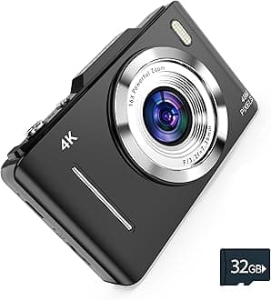 4K Digital Camera - 48MP Photos 32GB SD Card & Lanyard Included - Travel-Sized, Digital Point and Shoot Camera, Kid-Sized, Small Camera Gift for Kids, Boys, Students & Teens