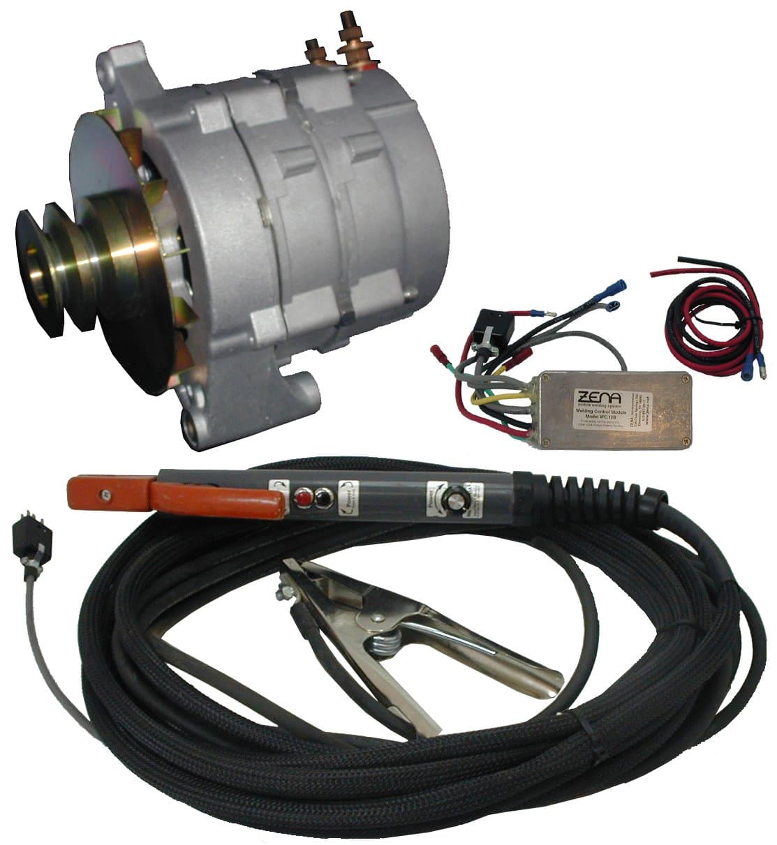ZENA® Model MW200, 200 amp DC, 100% duty, engine driven welder kit (w/20' cables & remote controls) - attach/retrofit to small engine or vehicle - repair a "dead" motor driven welder with OK engine