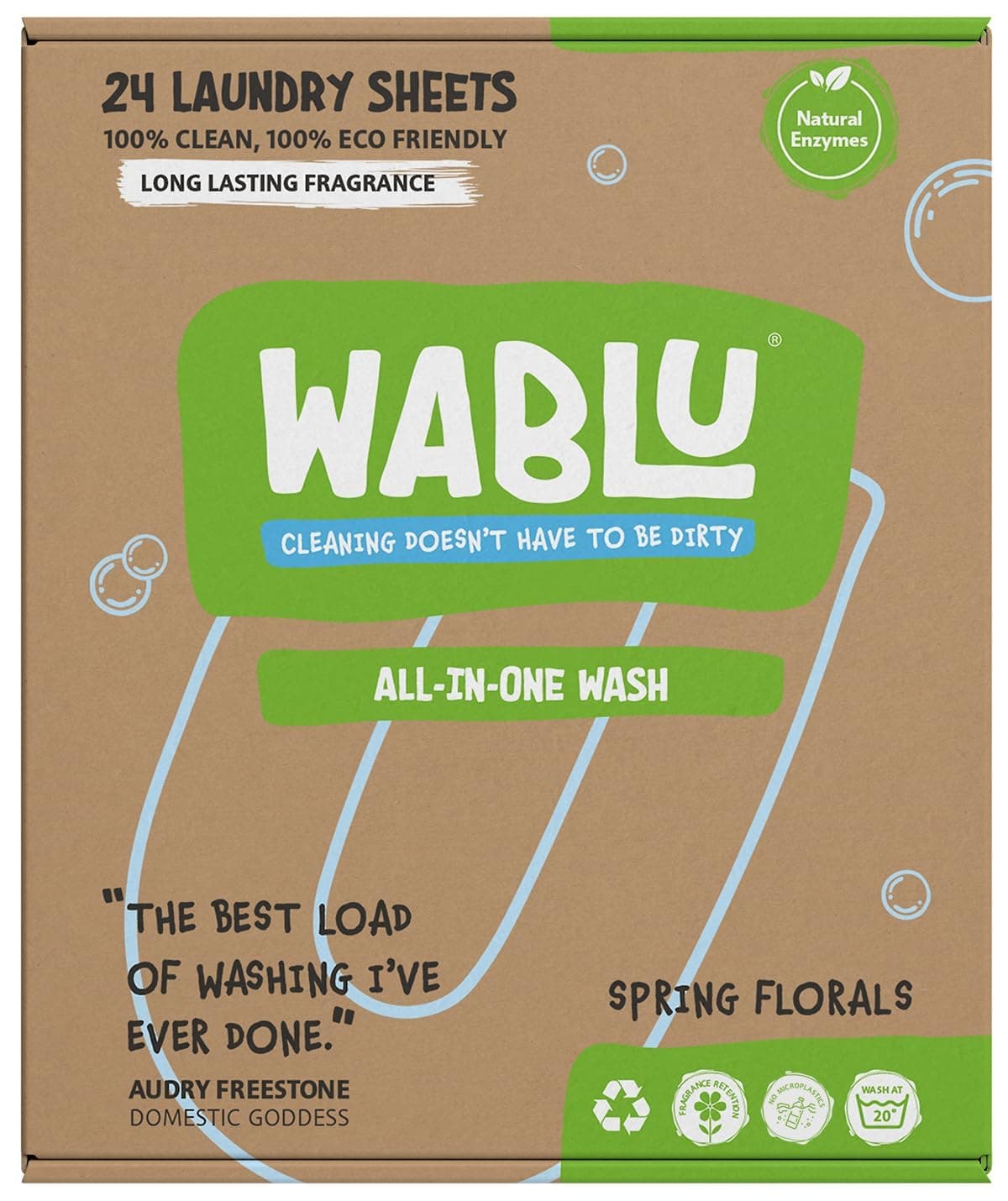 Spring Florals Laundry Detergent Sheets with natural enzymes (BIO) | Biodegradable All-in-one Washing Sheets | For all washing types | 24 Washes (or 48 small loads)