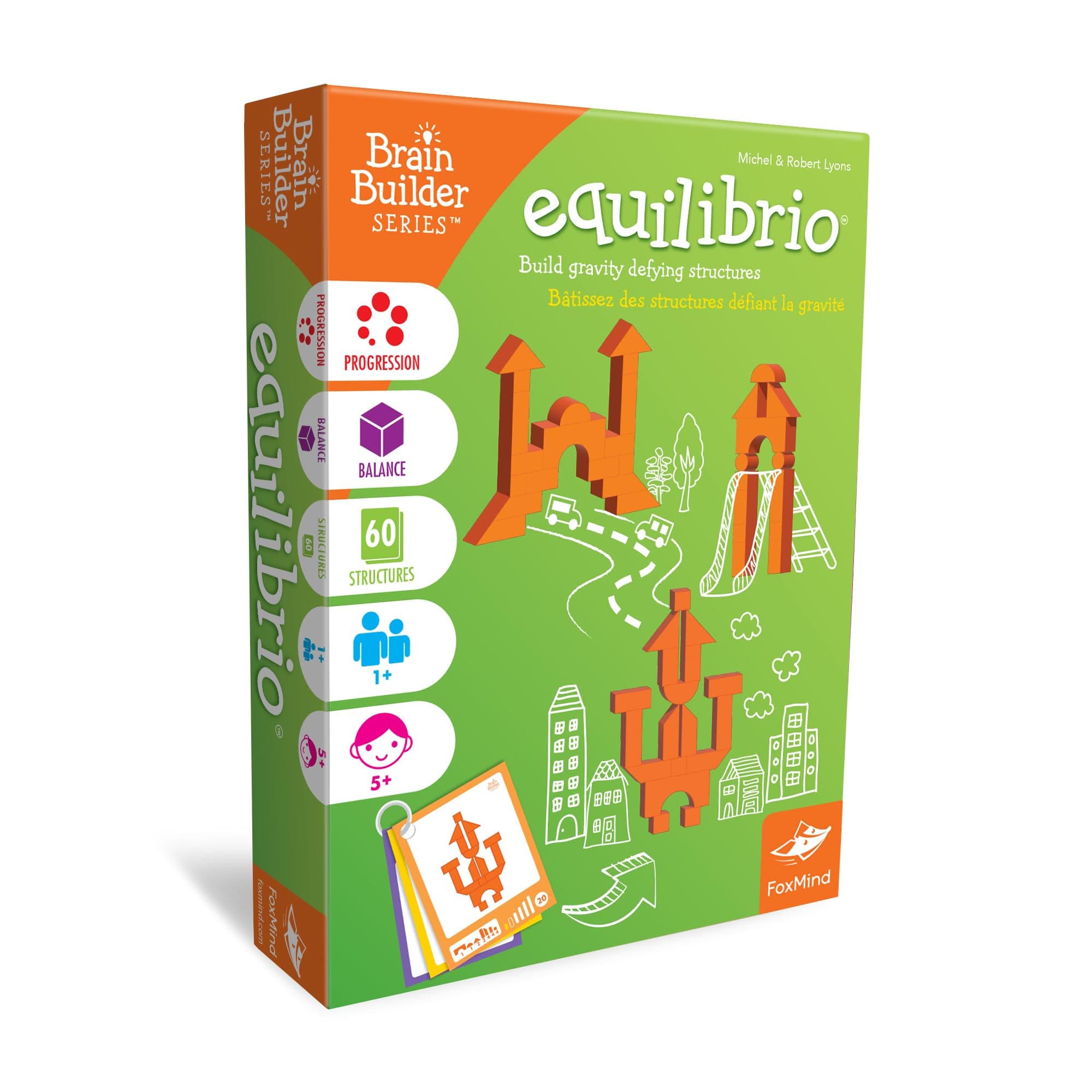 FoxMind Games: Equilibrio Spatial Logic and Dexterity Game, Build Gravity Defying Structures, 60 Smart Puzzles to Work Through, 6 Levels of Complexity, Develops STEM Skills, 1+ Players, for Ages 5+