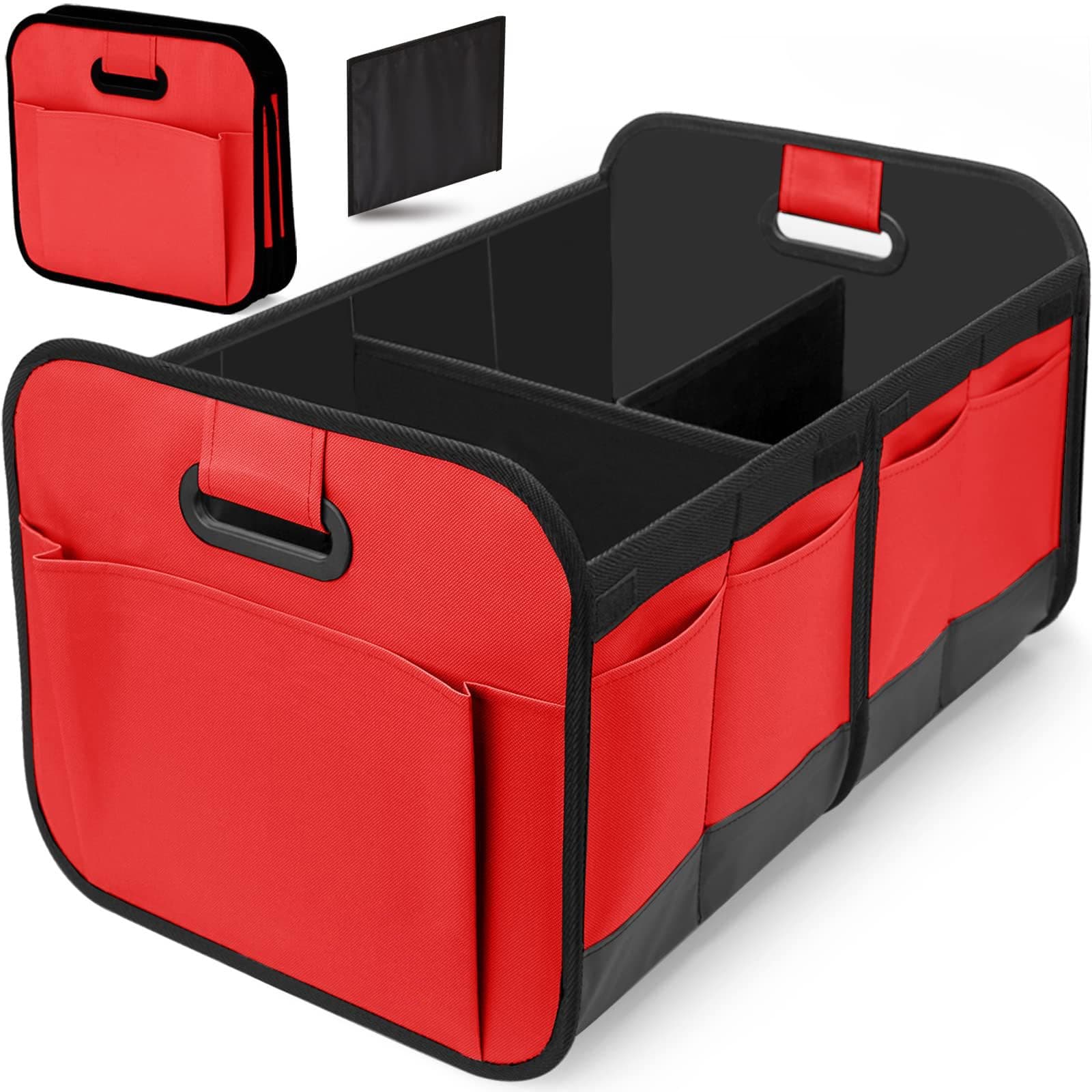 Car Trunk Organizer for BYD Han EV 2022-, Foldable Car Storage Box and Tool Organizer, D Red