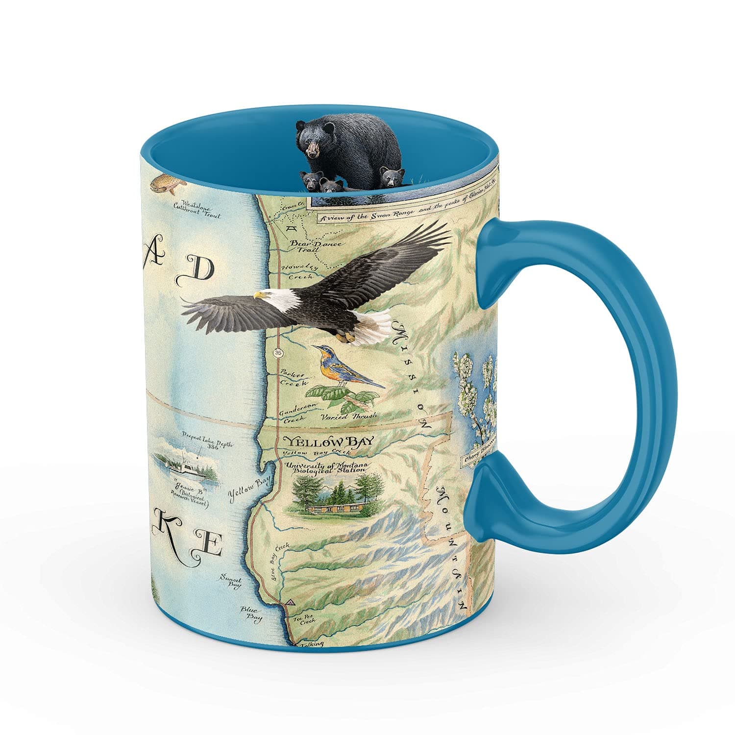 Xplorer Maps Montana's Flathead Lake Map Ceramic Mug (16oz) – BPA-Free Coffee Cup for Hot & Cold Drinks – Perfect for Office, Home, or Gift