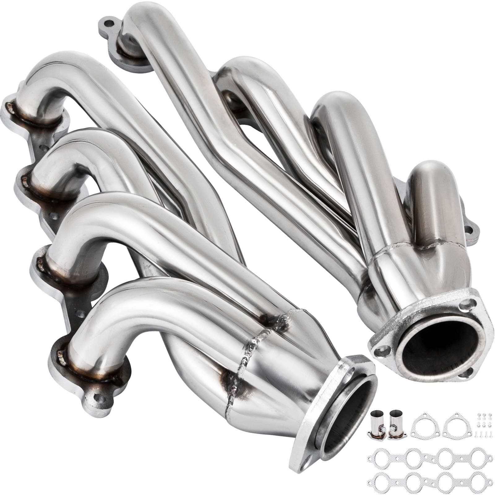 Exhaust Header Set 1 3/4" Exhaust Turbo Headers, Stainless Steel Exhaust Manifold Headers, Shorty Engine Conversion LS Swap Exhaust Headers for Chevy LS1 LS2 LS3 LS6 LS10 SUV/Truck Car