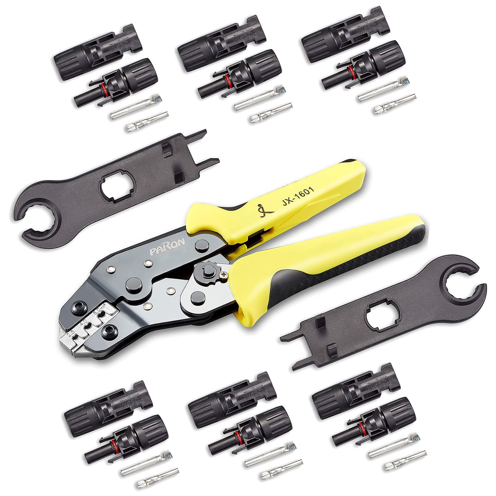 PARON Solar Tools Solar Connectors Tool Solar Crimping Tool with 2pcs Wrench and 6pairs Solar Connectors, Solar Installation Tool Crimping Tool for MC4 Connector 14-10 AWG (2.5-6.0mm²)