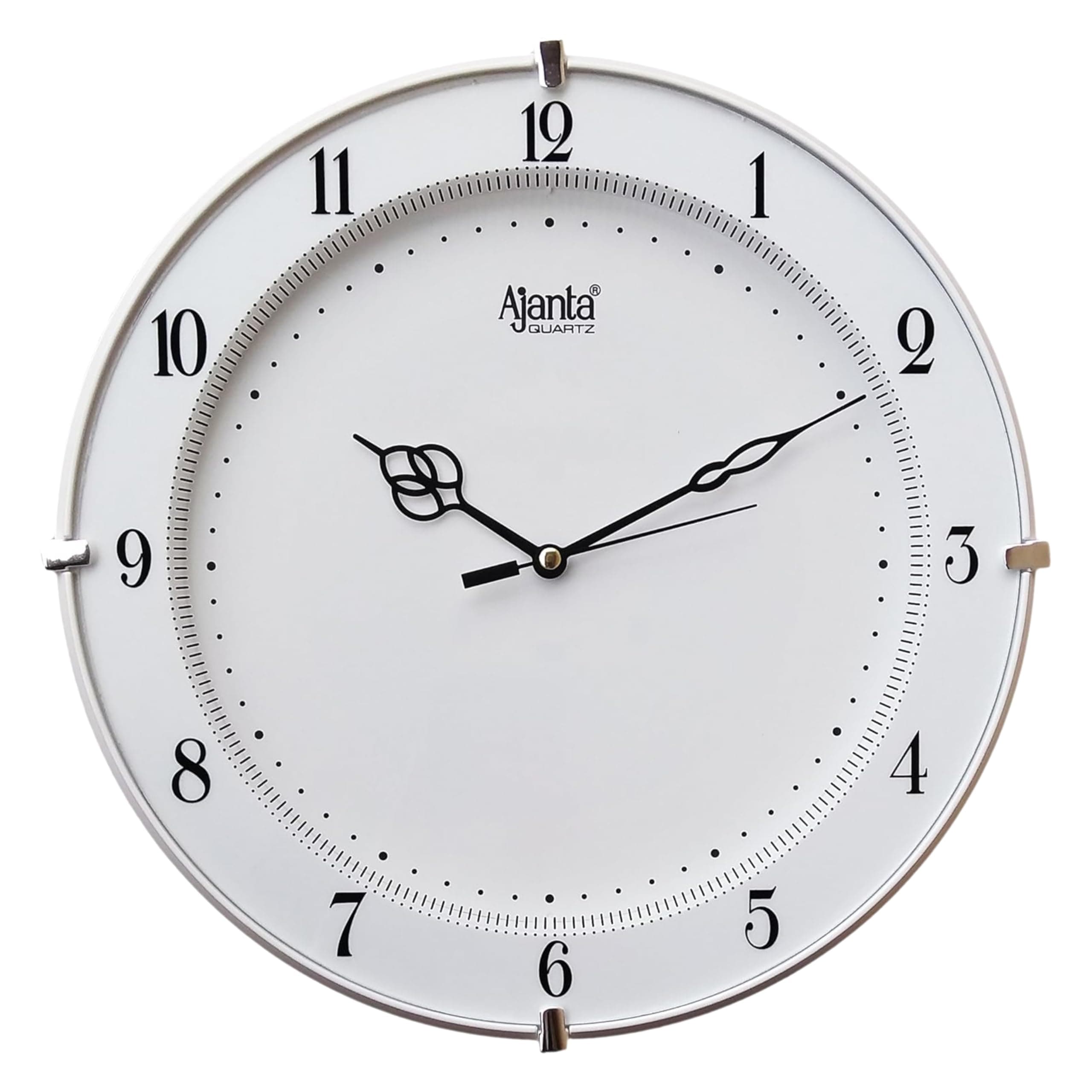 Ajanta Plastic Abstract Wall Clock (28 Cm X 28 Cm X 3.5 Cm, White) - Analog