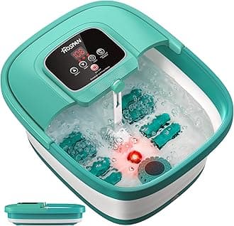 HOSPAN Collapsible Foot Spa with Heat, Bubble, Red Light, and Temperature Control, Foot Bath Massager with 8 Shiatsu Massage Rollers, Pedicure Foot Spa for Relaxation - FS01A