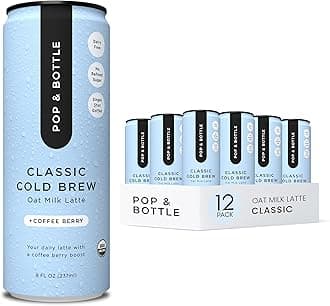 - Oat Milk Lattes - Cold Brew with Coffee Berry Antioxidants, MCT Oil, Organic, Dairy Free, Gluten Free, Great as Iced Coffee, Lightly Sweetened with Dates - Classic, 8 Fl Oz (12 Pack)
