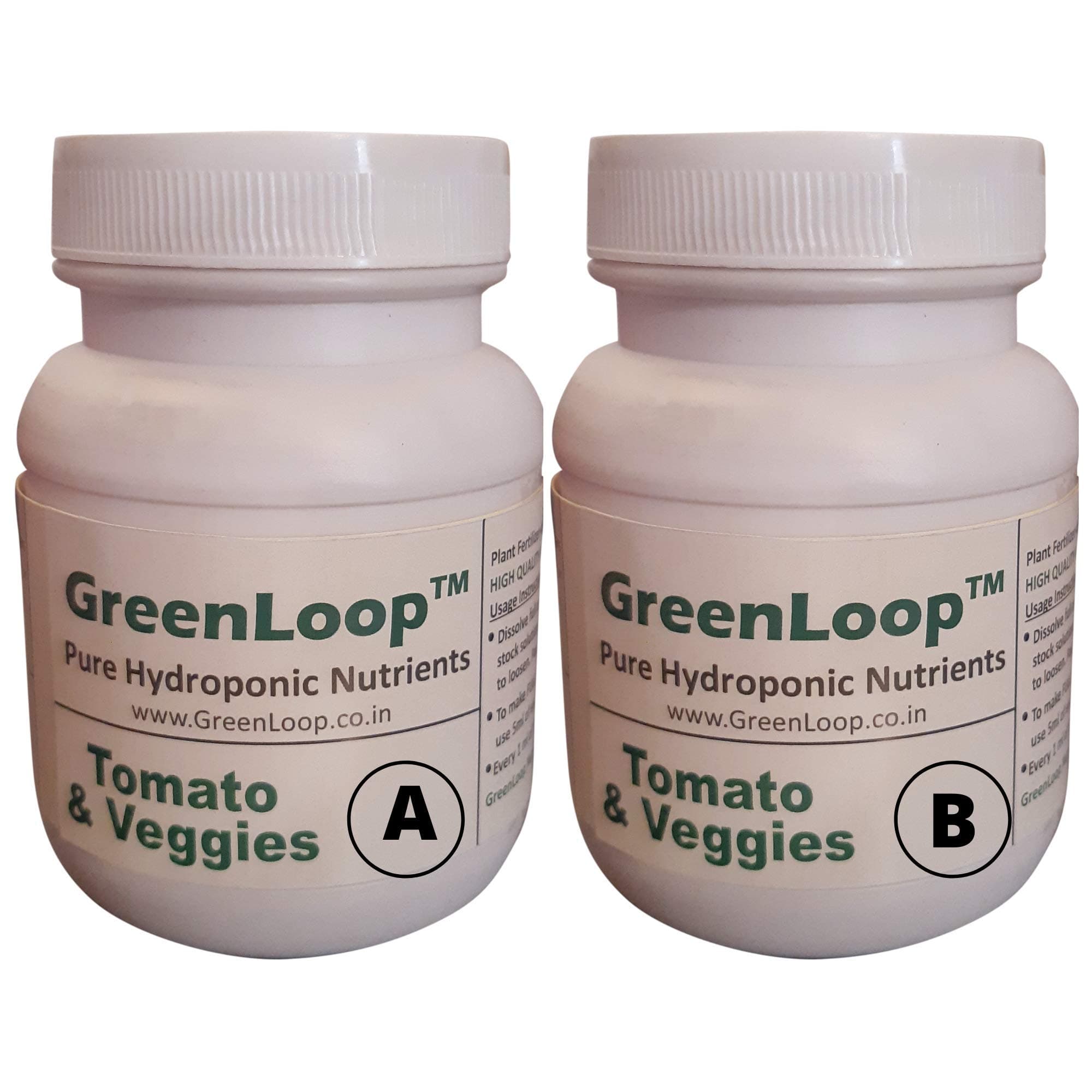 GreenLoop Hydroponic Nutrients– Tomatoes & Veggies, Hydroponic nutrients makes 200 Liter hydroponic Solution, Suitable for All Plants & Better Tomatoes, Complete - Contains everything