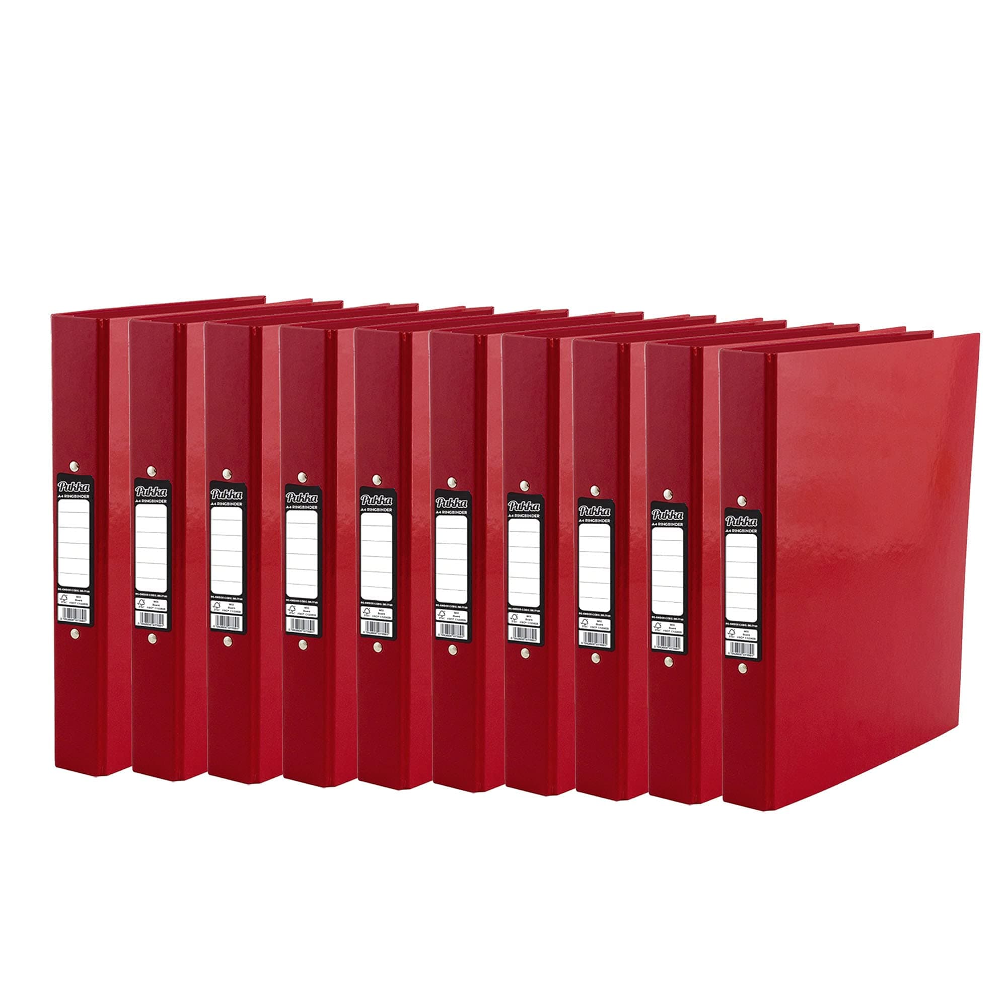ED 10 x Pukka A4 Glossy 2-Ring Binder File School Work Office 40mm Spine File Organiser (Red)