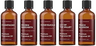 Mystic Moments | Hers Fragrance Oil Gift Starter Pack 5x100ml | Champagne, Frozen Margarita, Honeysuckle, Lily of The Valley, Peach Blossom | Perfect as a Gift