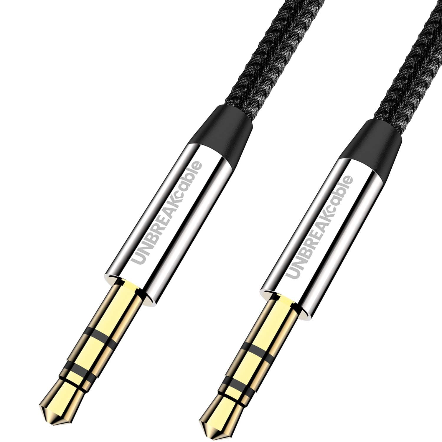 UNBREAKcable 3.5mm AUX Cable, 3.3ft/1m - [Flexible Nylon Braided] Audio Cable Auxiliary Cable, Copper Shell, compatible with Car/Home Stereos, Apple iPhone iPad, Mp3, Mp4, headphone & More - Black