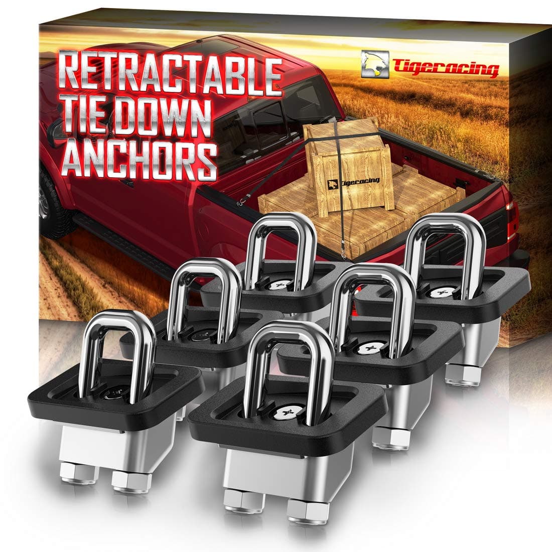 Inner Bed Tie Down Anchors Retractable Truck Bed D Ring Compatible with 2007+ Silverado & Sierra 1500 2500 3500/2015+ Colorado & Canyon - 3000LBS Capacity Only Fit SideWall of 6