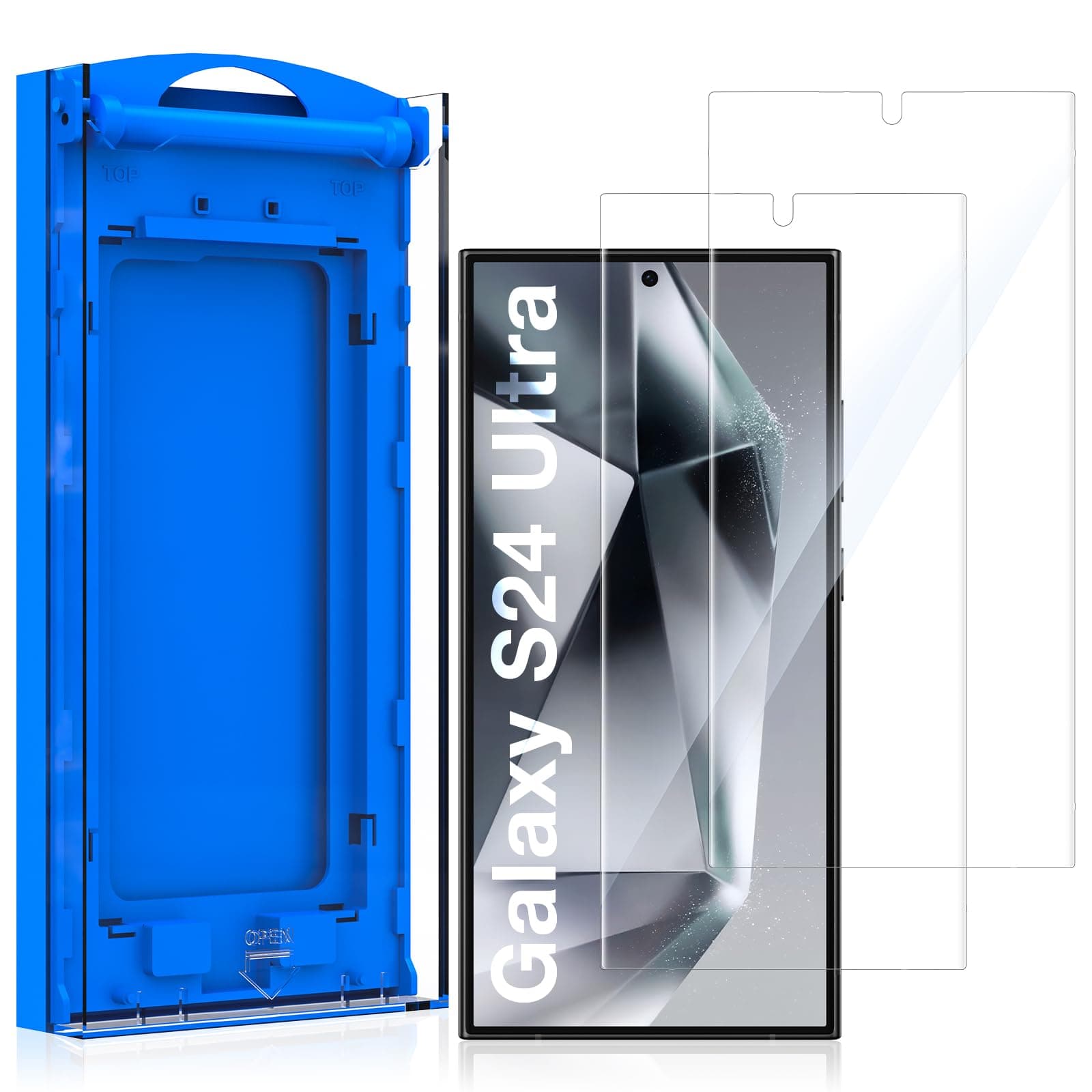 2 Pack HD Screen Protector for Samsung Galaxy S24 Ultra, High Definition Clarity Protective Film, 100% Fingerprint Unlock, 9h+ Tempered Glass, Automatic Dust Removal,Sensitive Touch Ultra-thin Design