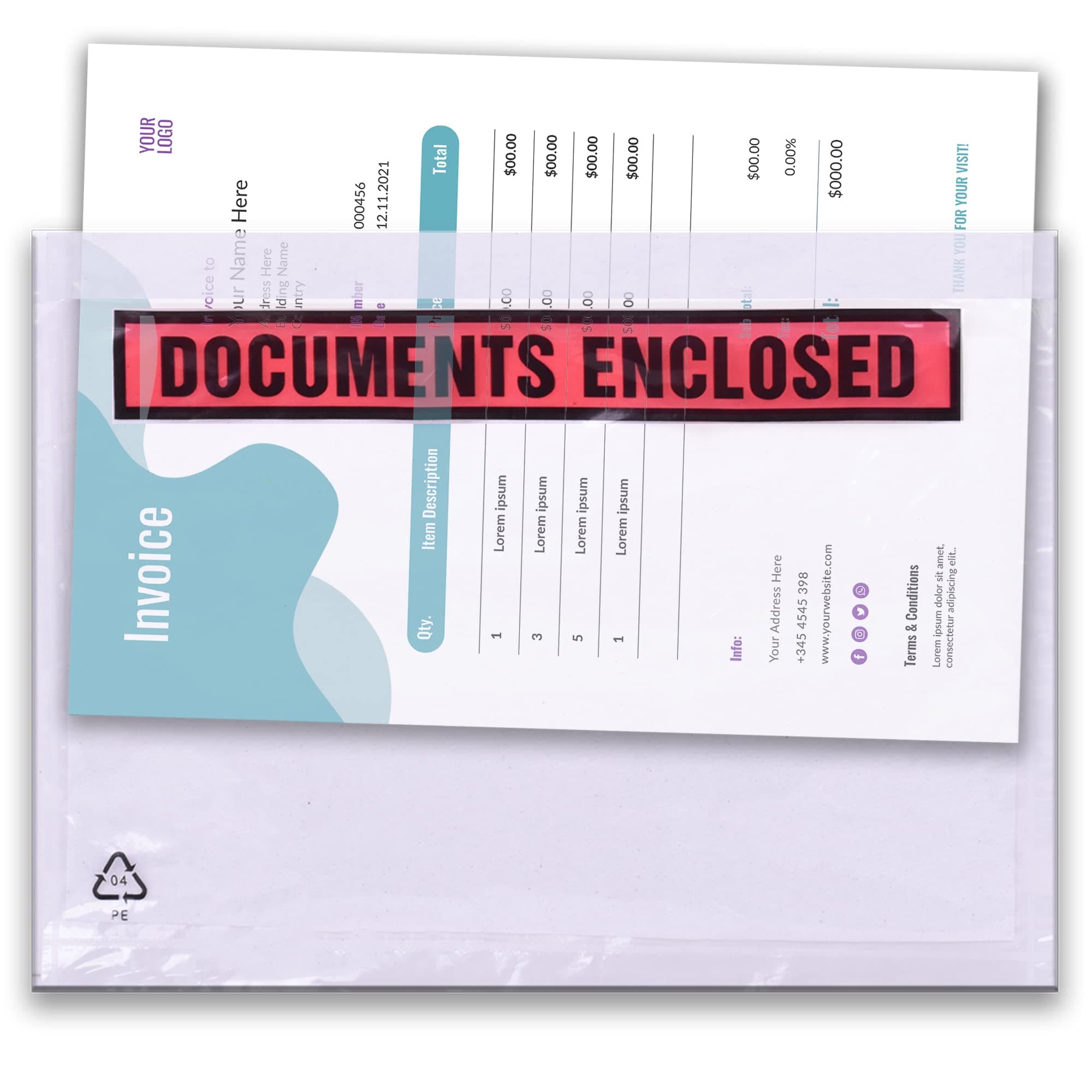 Triplast 100 x A4 Printed Document Enclosed Wallet (328 x 230 mm) | Peel & Seal Clear Plastic Envelopes/Sleeves/Pockets/Wallets | Attach Invoices, Packing Lists & Delivery Notes to Parcels