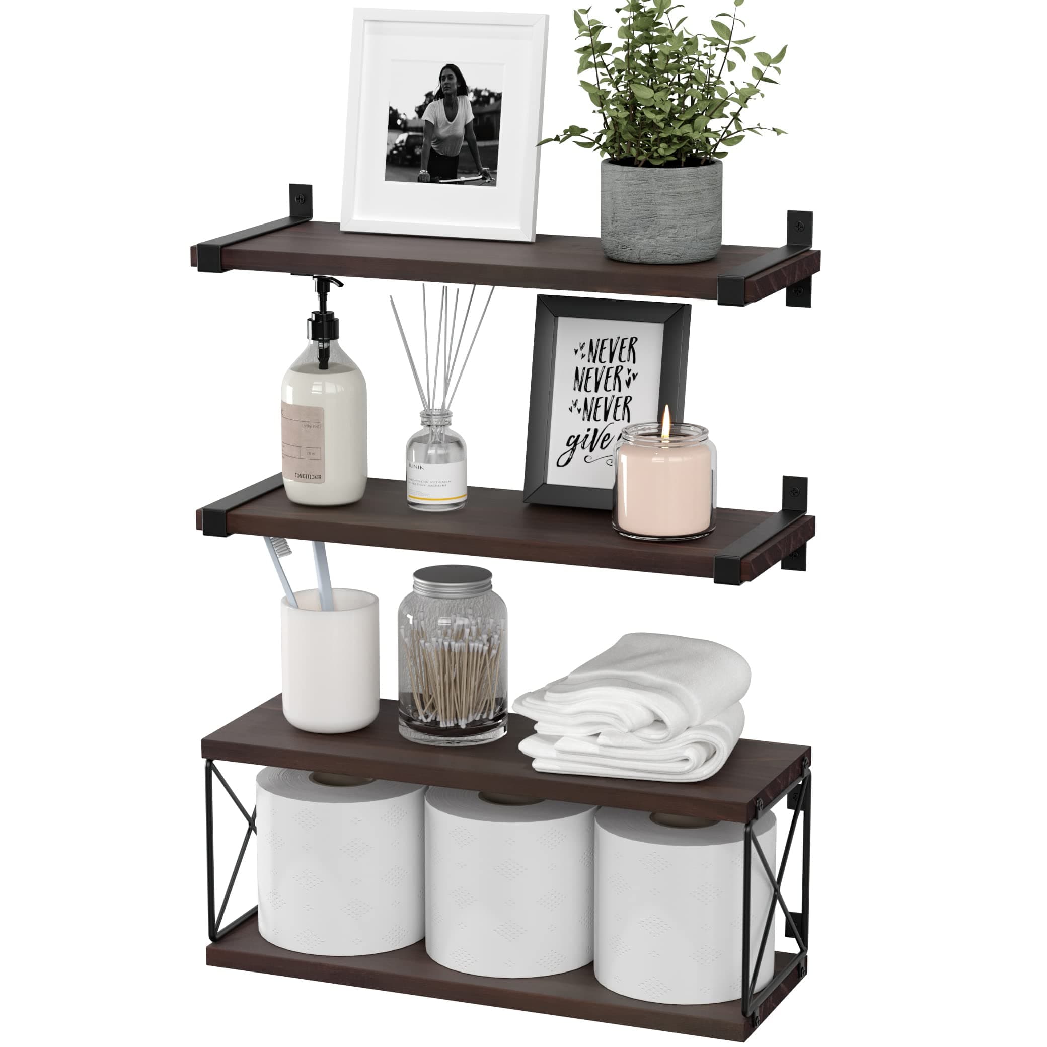 Floating Shelves Wall Mounted with Extra Storage Shelf