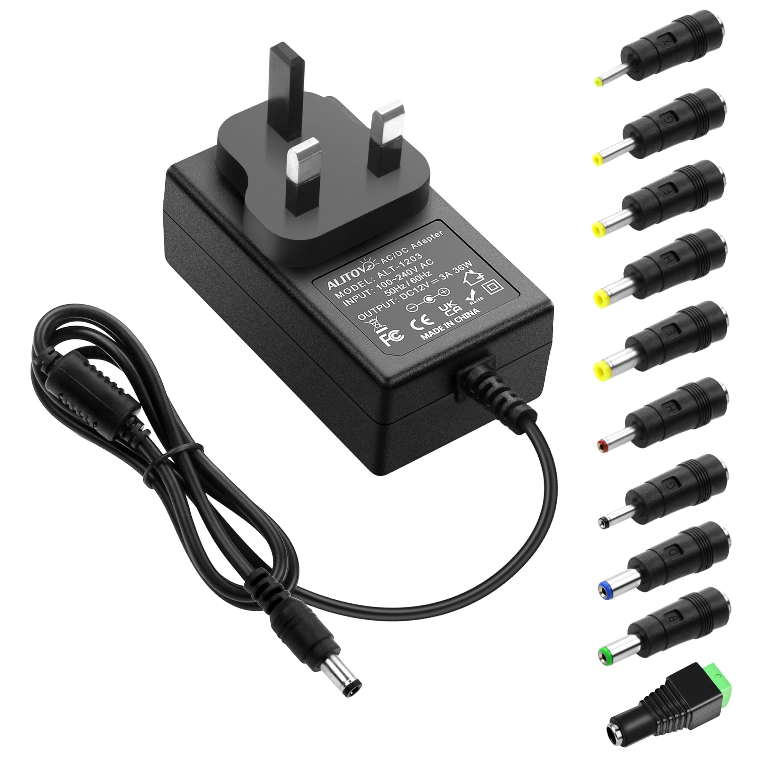 12V 3A 36W 10Tips Adapter