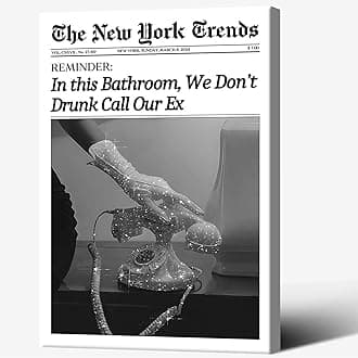Beshdomp Vintage In This Bathroom We Don'T Drunk Call Our Ex Posters Black And White Newspaper Canvas Wall Art Magazine Headline Prints Painting For Home Bedroom Dorm Wall Decor 8x10in Framed