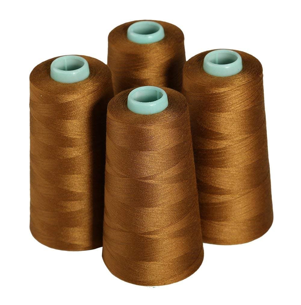 Serger Polyester Threads - Sewing & Quilting 3000/6000/12000/24000 Yard All Purpose Value Pack (4 x 6000 Yards, Brown)