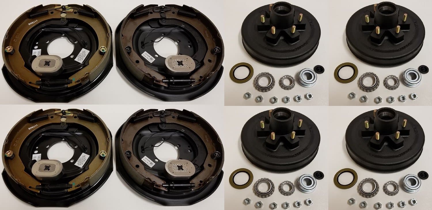 2 Sets Trailer 6 on 5.5" Hub Brake Drum 12" x 2" Electric Trailer Brake Bearing Kit 5200-6000 lb Axle