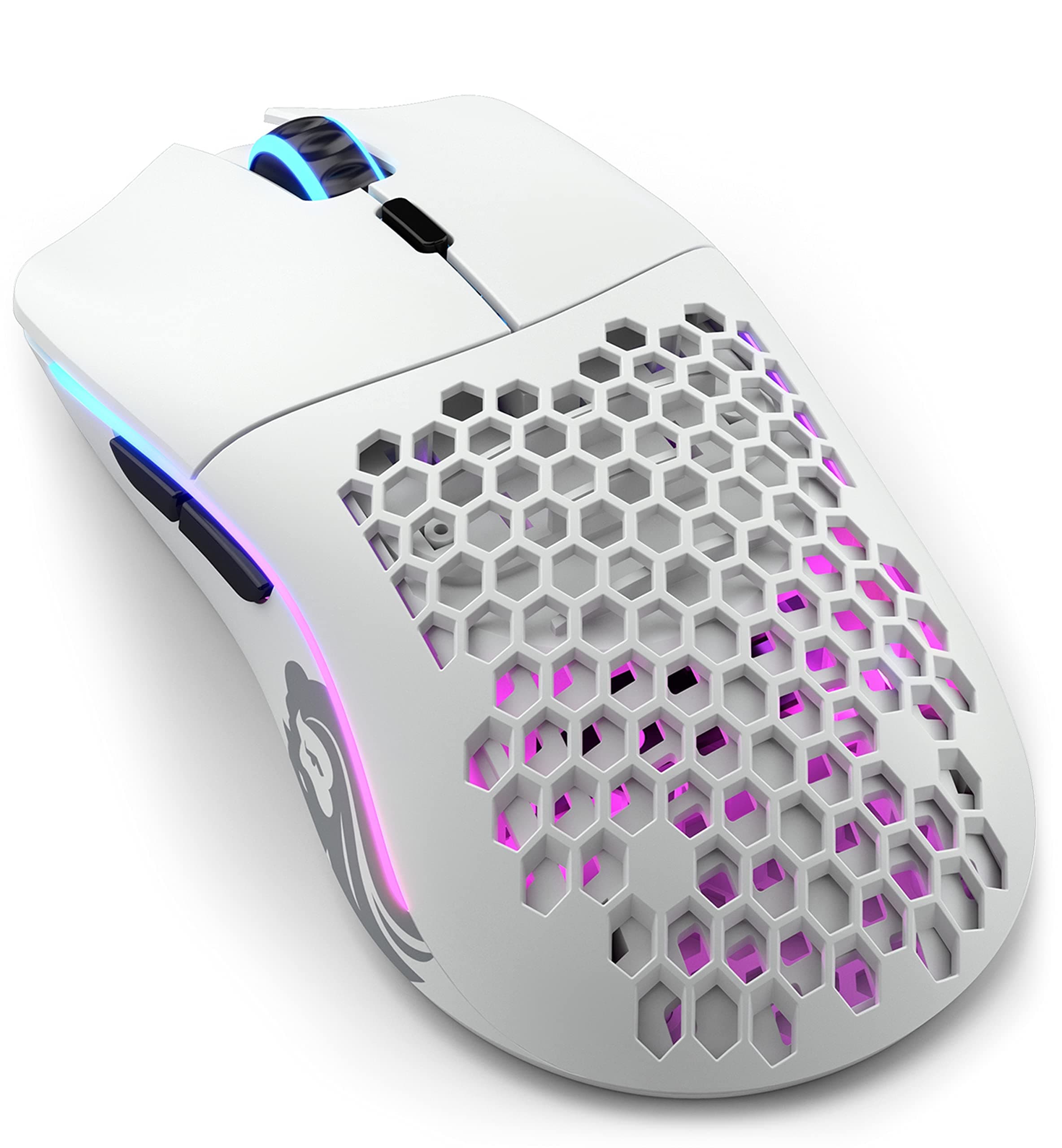 GLORIOUS Model O Wireless Gaming Mouse - Superlight, 69g Honeycomb Design, RGB, Ambidextrous, Lag Free 2.4GHz Wireless, Up to 71 Hours Battery - Matte White