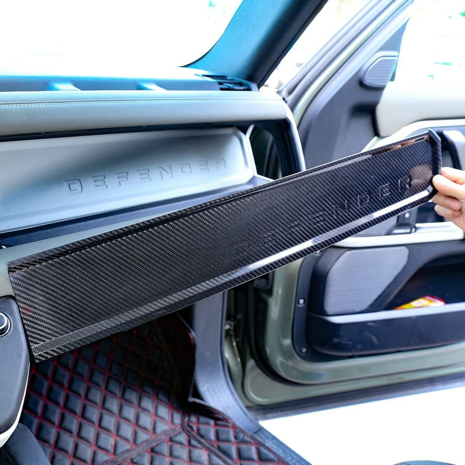 ddx 100% Real Carbon Fiber Car Interior Dashboard Decorative Panel Cover Protective Trim for Land Rover Defender 90 110 130 2020-2023 Accessories