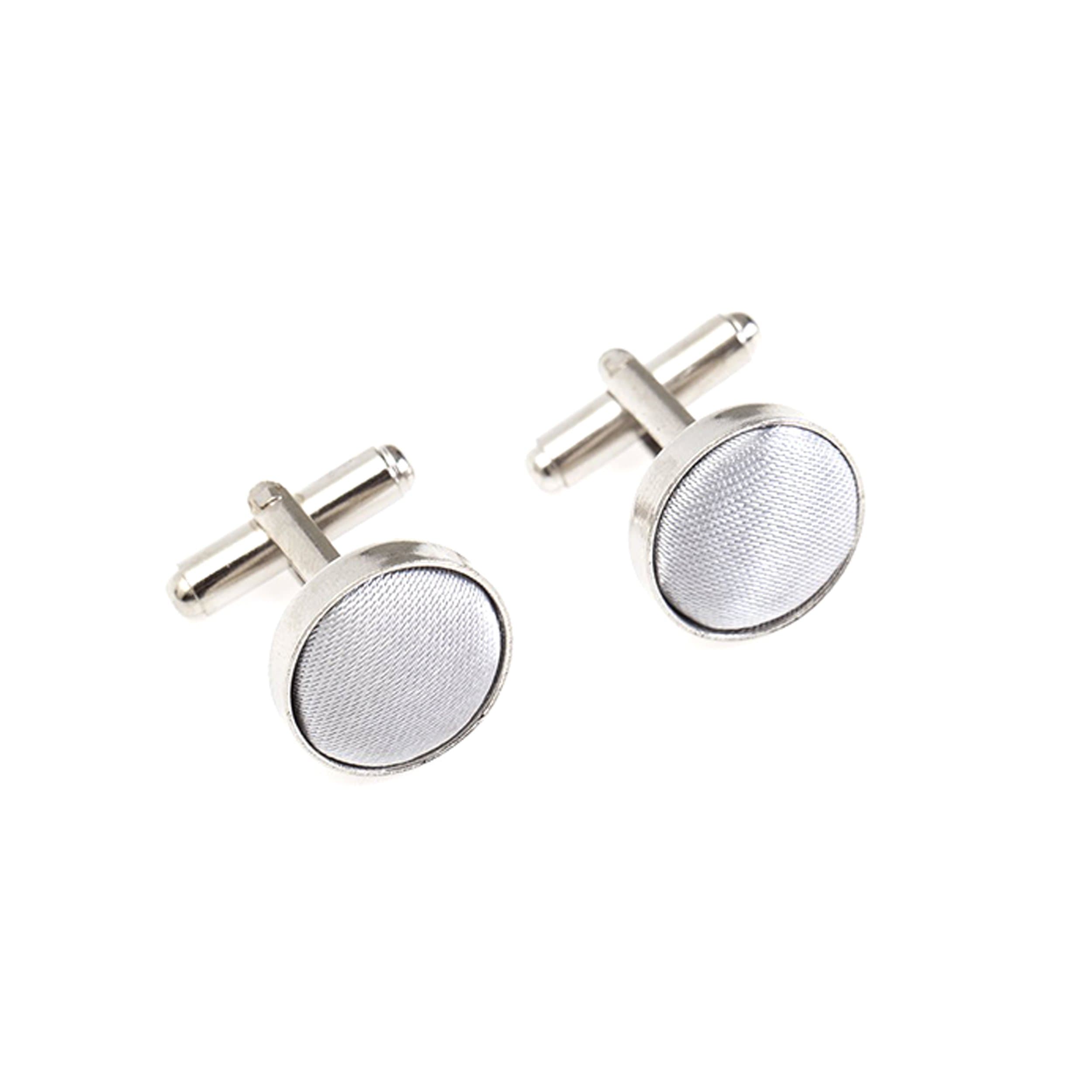 The Tie CompanyPlain Satin Solid Colour Classic Silver Metal Cufflinks