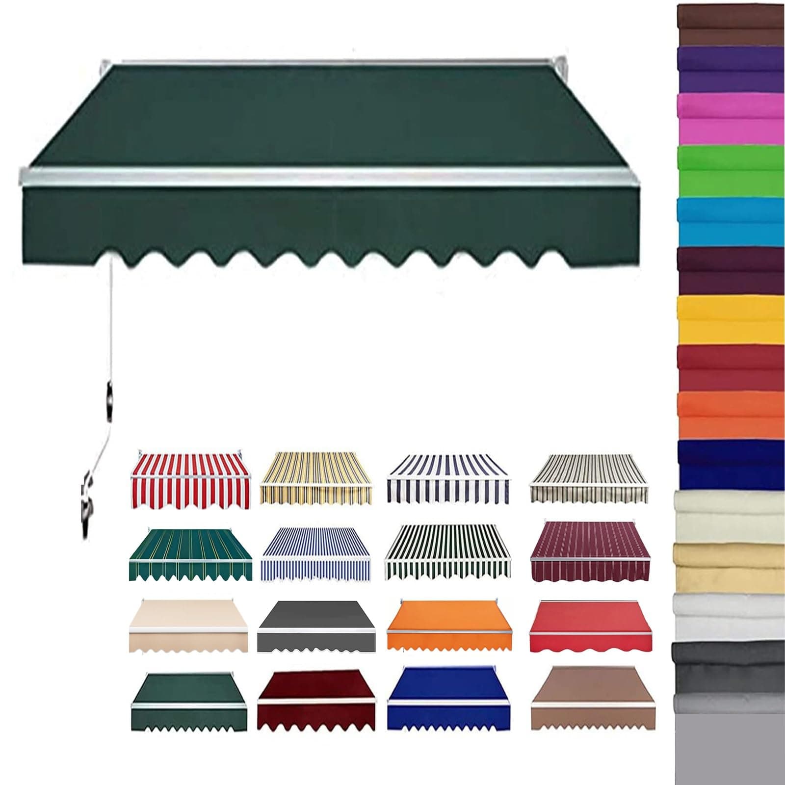 Retractable Patio Awning Replacement Fabric (Without Frame) Waterproof Shade Sun Shade Awning Cover Outdoor Patio Canopy Sunsetter Deck Awnings Polyester(C,(12x8ft) 3.6x2.5m)