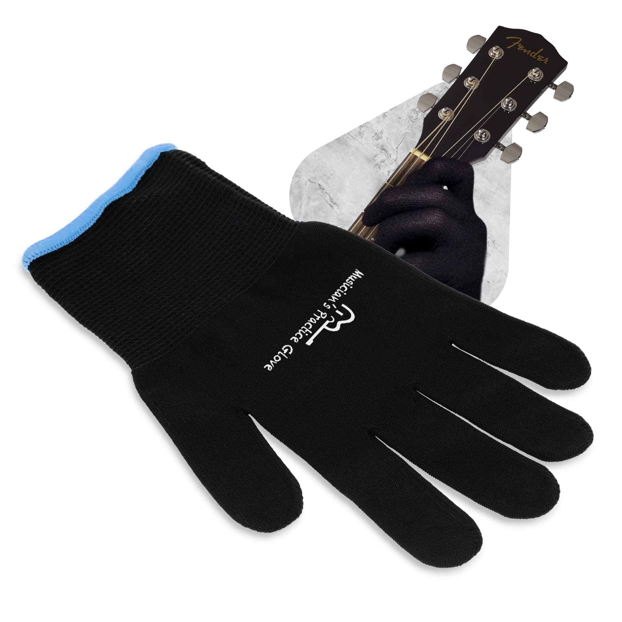 MUSICIANS PRACTICE GLOVE - 1 Glove - Finger & Hand issues (Medium, Black)