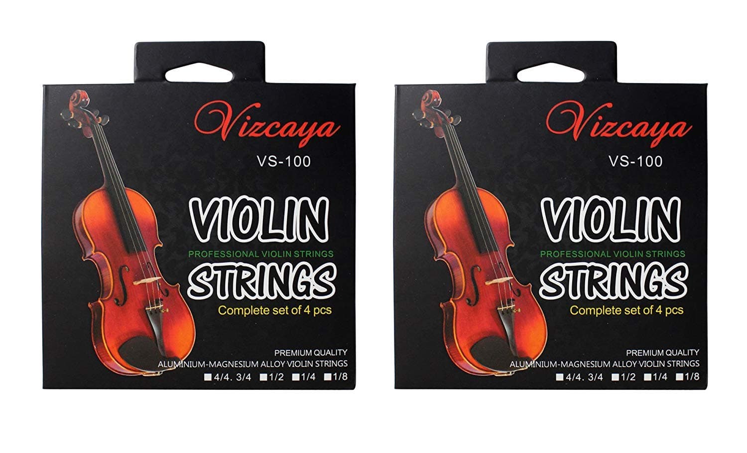 Vizcaya 2 Packs Full Sets Violin String (G-D-A-E) for 4/4-3/4 Size Beginner,Student Violin Replacement,Extra 4 string(E1,A2,E1,A2)