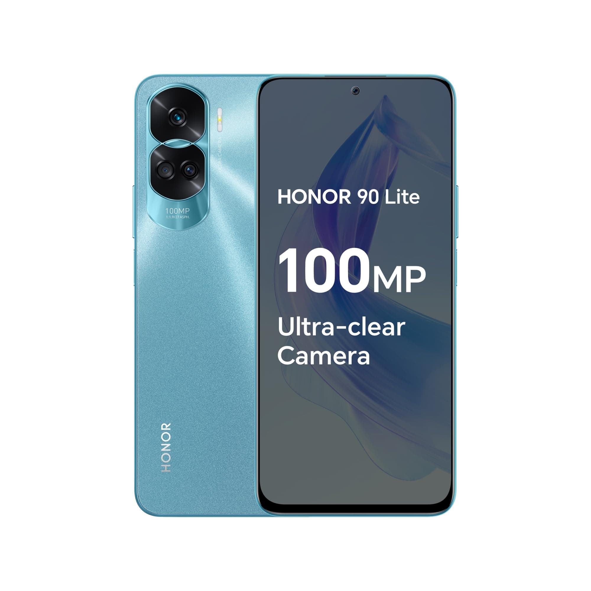 HONOR 90 Lite Smartphone 5G with 100MP Triple Camera, 8+256GB, 6,7” 90Hz Display, 4500mAh, Dual SIM, Android 13, Cyan lake (Renewed)
