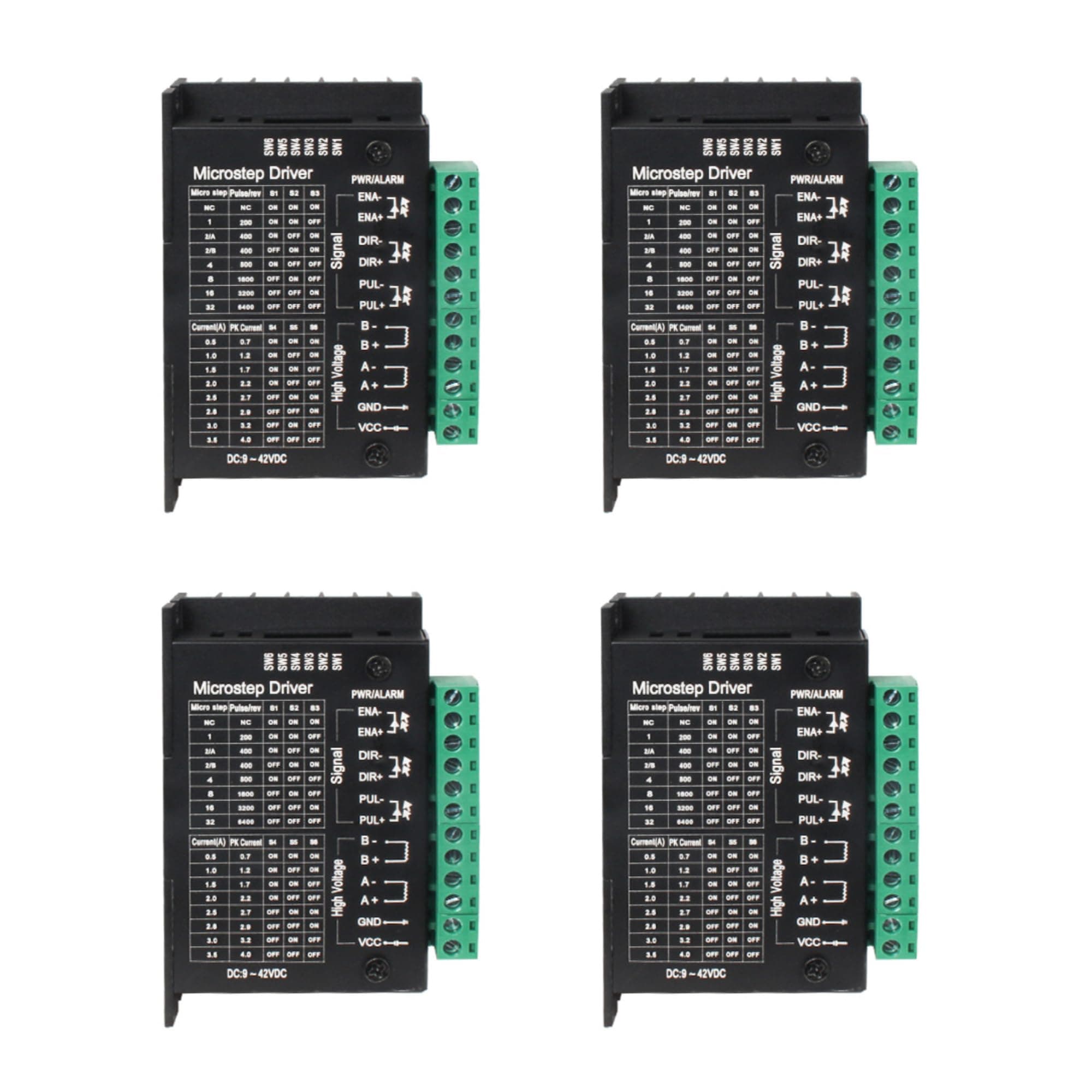 RATTMMOTOR4PCS TB6600 Stepper Motor Driver 2-Phase Stepper Motor Controller 4.2A 9-42V DC for Driving 42-57 Type 2-Phase/4-Phase Hybrid Stepping Motor