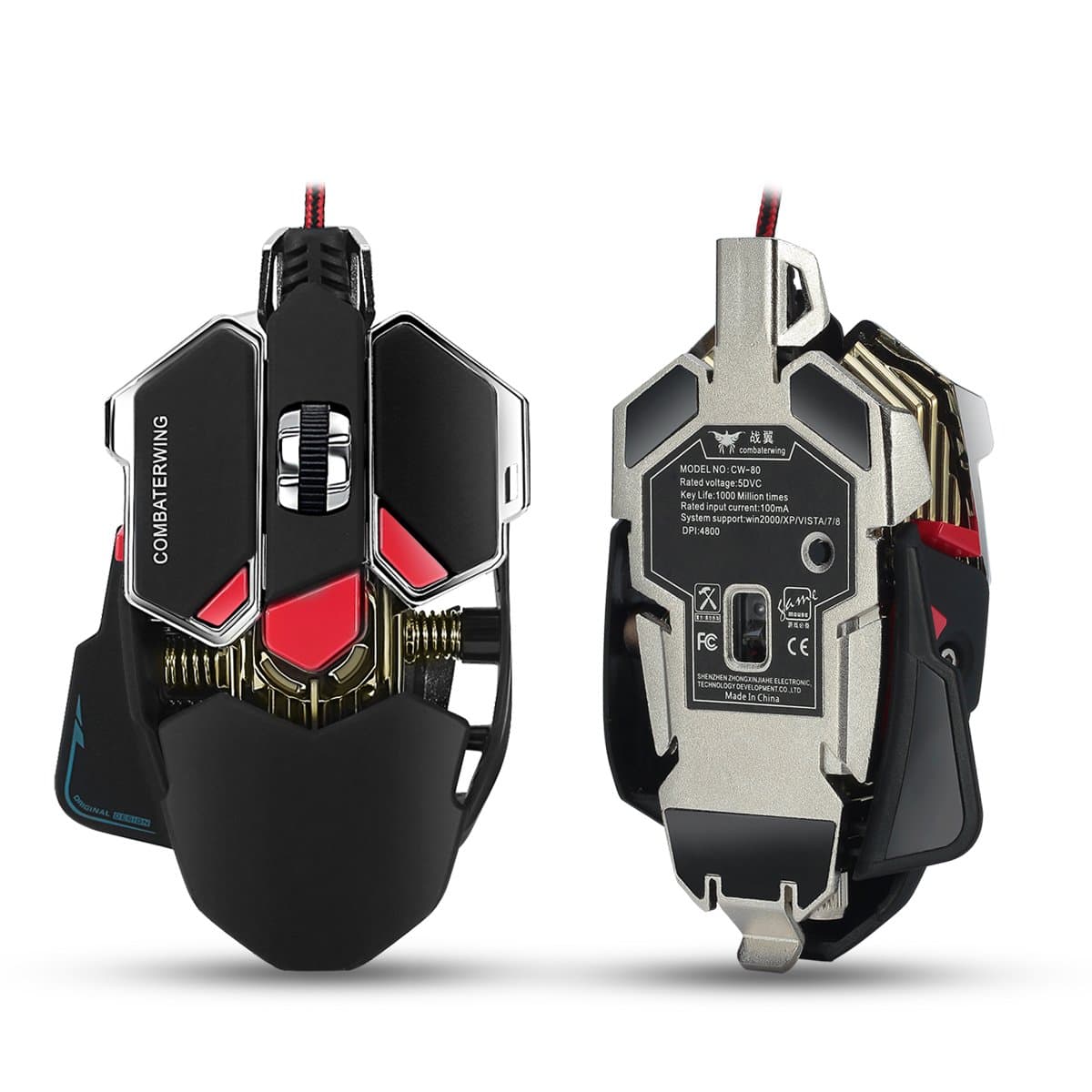 Combaterwing 4,800 DPI LED Optical Gaming Mouse with 10 Configurable Buttons