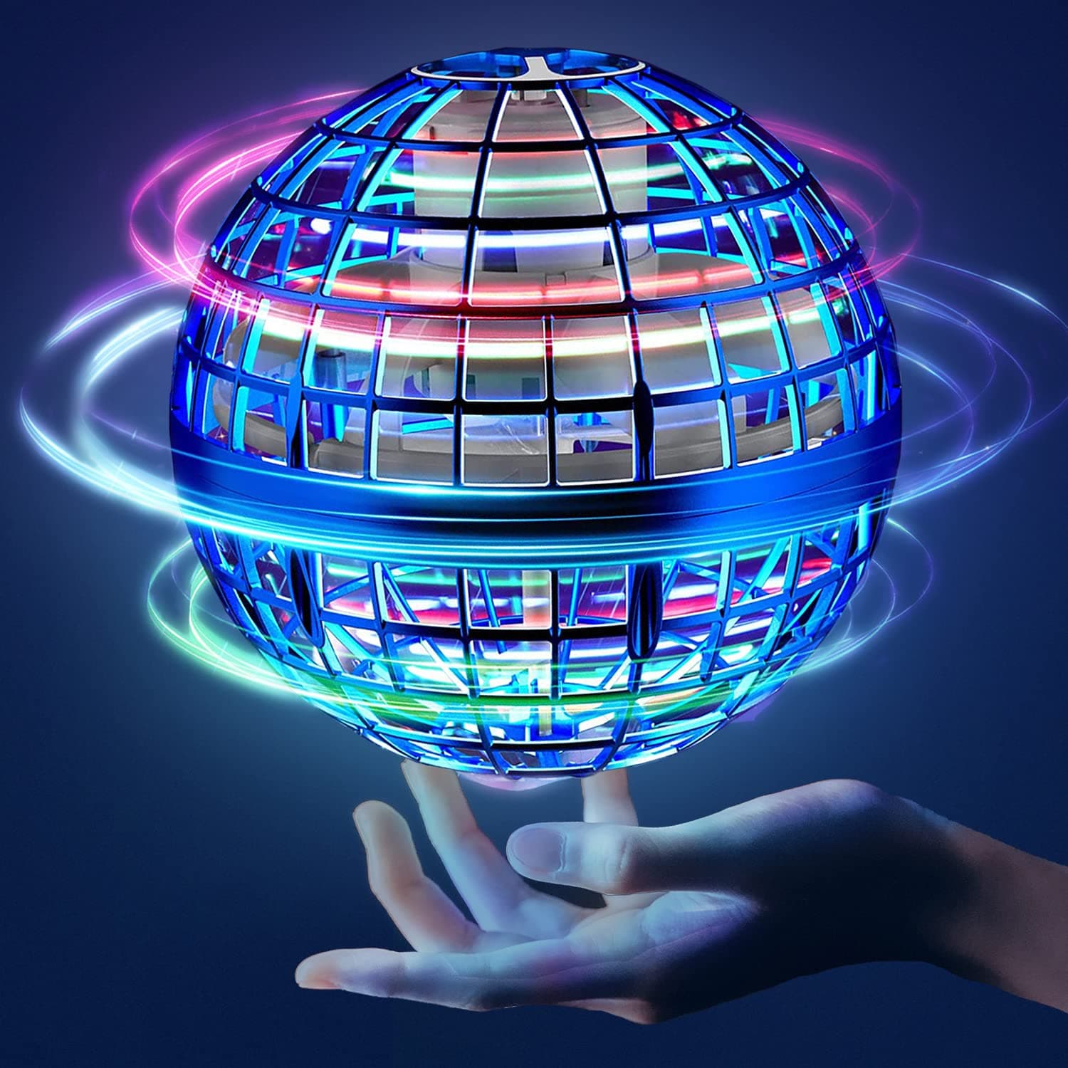 Flying Orb Ball, Hover Ball Toy, Magic Cosmic Orbs Floating Ball Rechargeable Boomerang Ball Drone, Multi Color LED Light 360° Rotating Soaring UFO Mini Orb Drone Flying Toy for Kids