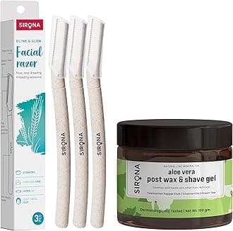 SironaFacial Hair Removal Pack for Women | Reusable Face Razor (3 Razors) with Post Wax & Shave Aloe Vera Gel - 100gm | Eyebrow Shaper, Upper Lip, Forehead, Peach Fuzz, Chin & Sideburns