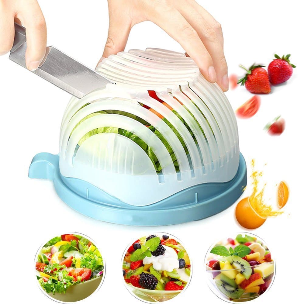 Salad Cutter Bowl Maker: Easy Fruit & Vegetable Cutter Bowl Fast Salad Slicer