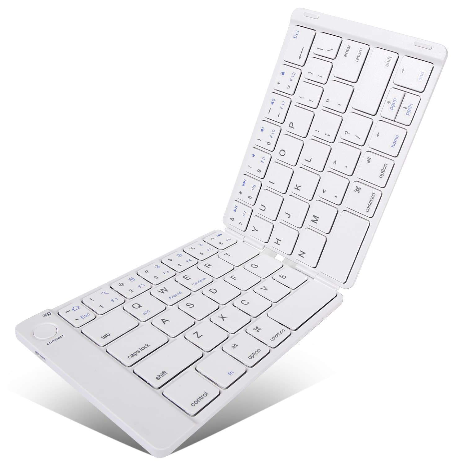 Joyzy Foldable Bluetooth Folding Keyboard Full Size Pocket Wireless Keyboard for iOS Phone Android Smartphone Tablet Windows Laptop (White)