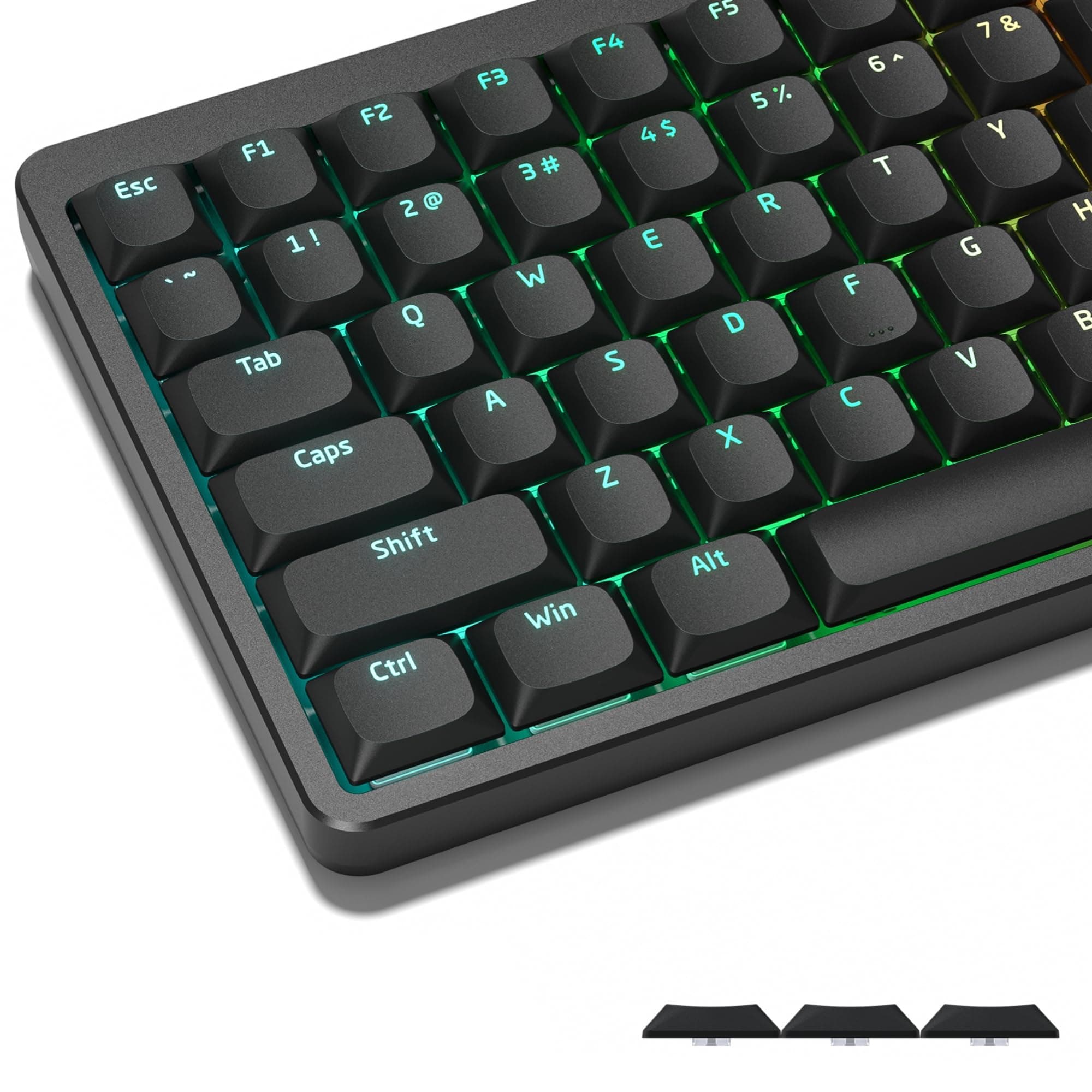 Womier Low Profile Custom Keyboard Keycaps - 75% Full Keycaps for 60% 65% 75% 80% 100% Mechanical Keyboards, Black Backlight
