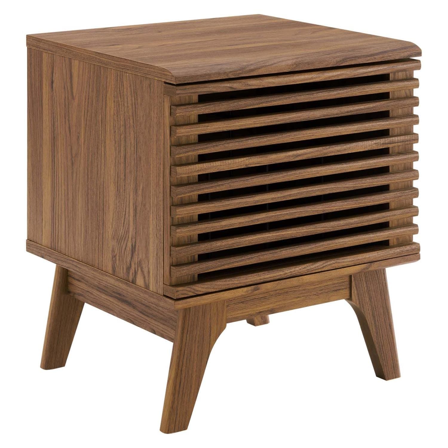 Modway Render Mid-Century Modern 19" Vinyl Record Display Stand in Walnut