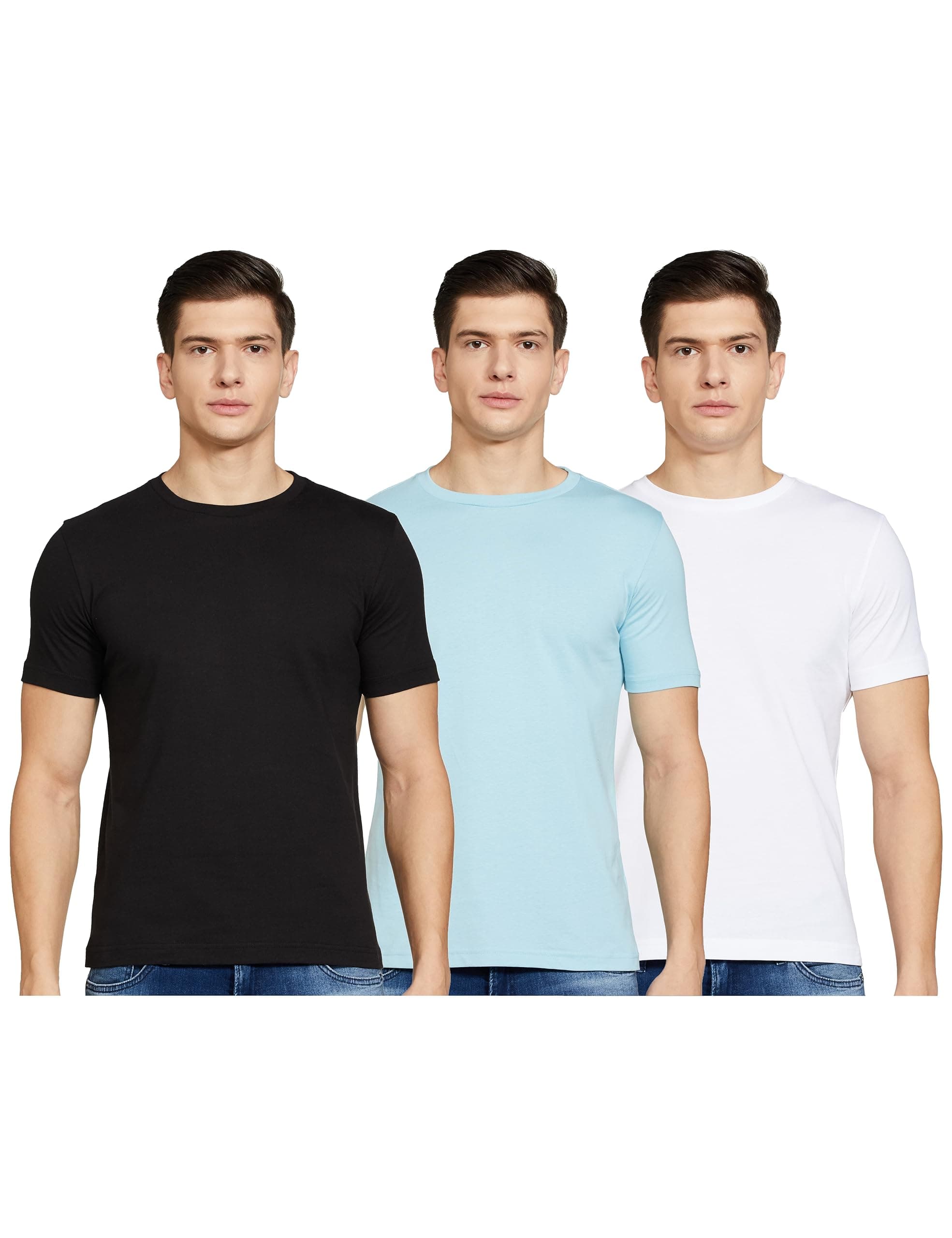 Amazon Brand - Symbol Men's Solid Cotton T Shirt | Plain | V Neck | Half Sleeve-Regular Fit | Combo Pack of 3 (Available in Plus Sizes)