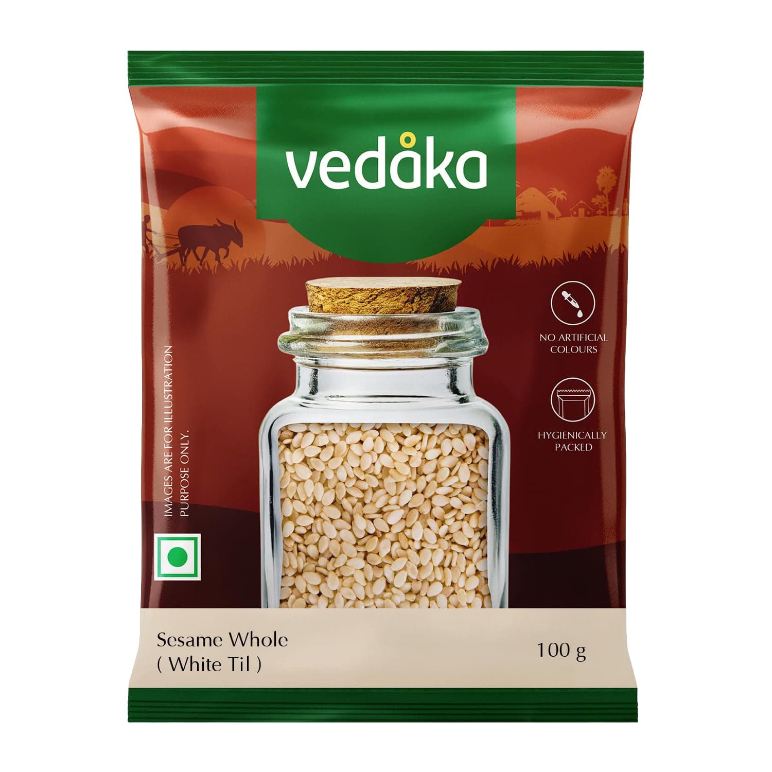 Amazon Brand - Vedaka Sesame | Whole | 100 G | White Til