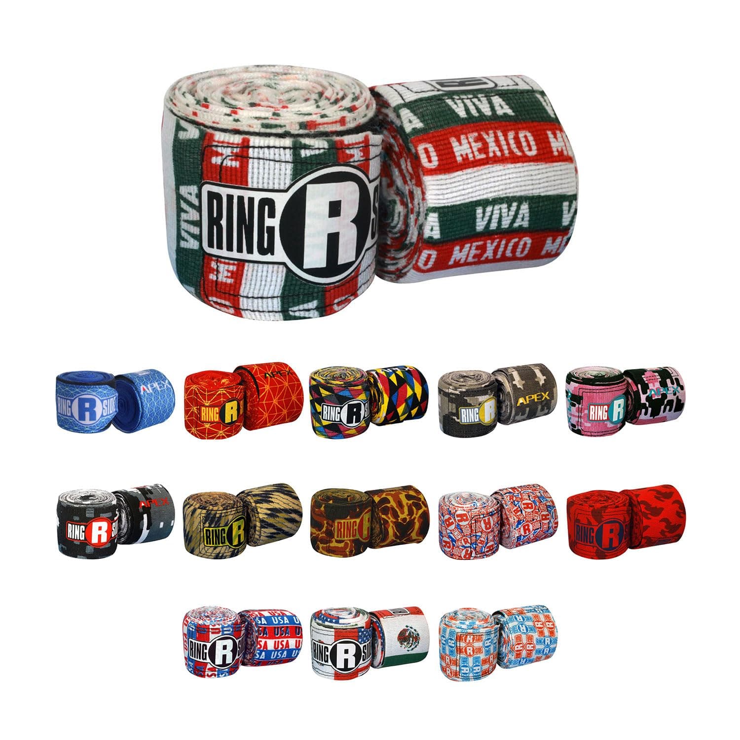 Ringside Apex 180” Boxing Hand Wraps Pair - Durable, Elastic Training Wraps with Hook & Loop Closure, Multi-Color Options, Perfect for MMA, Muay Thai, Kickboxing