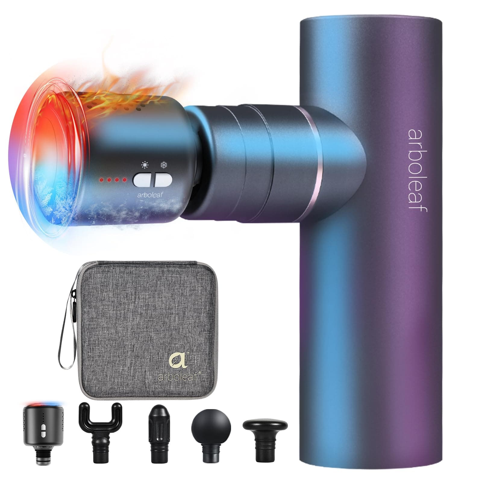 arboleaf Mini Massage Gun with Heat and Cold, Percussion Deep Tissues Muscle Massager, Full-Metal Travel Massage Gun, Portable Handheld Massager for Office Gifts for Him, Home, Athletes