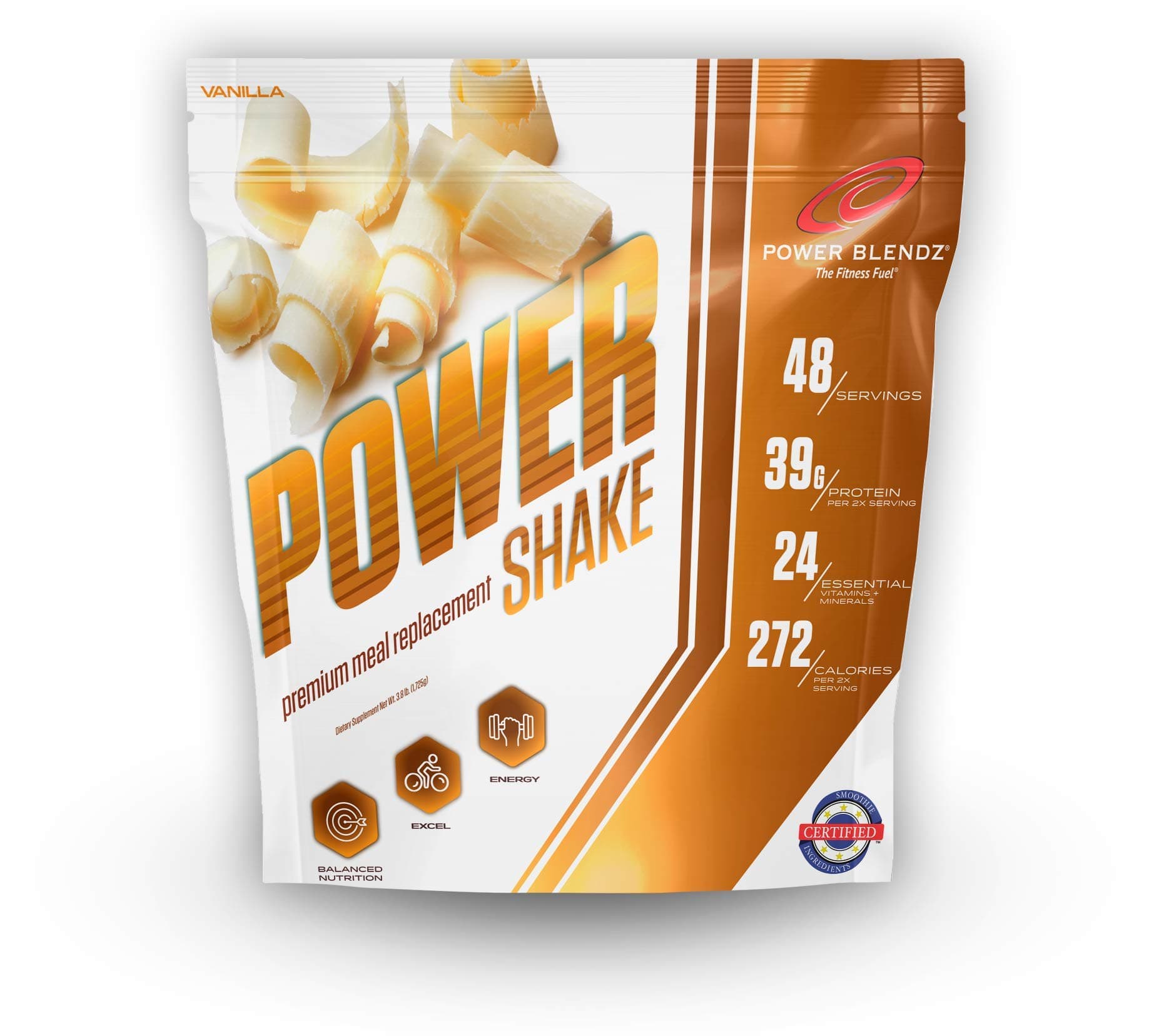 Meal Replacement Smoothie Powder, Power Shake, Vanilla 3.8 Lbs by Power Blendz