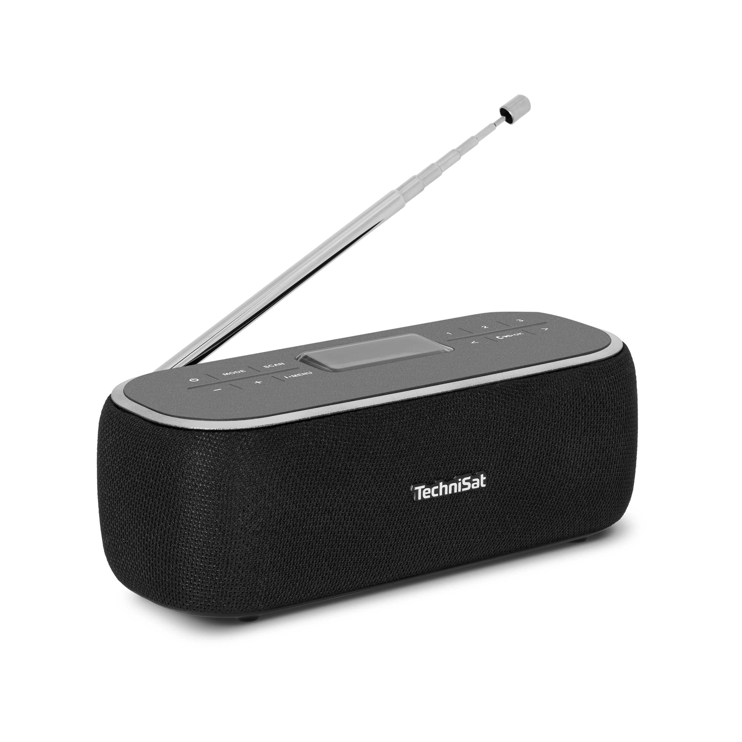 TechniSat VIOLA BT 1 Portable Bluetooth Speaker with DAB+ Digital Radio (FM, DAB, Clock, Alarm Timer, Favourite Memory, LCD, Hands-Free Function, AUX-in, Battery, USB-C Charging Cable, 6W) Black/Grey