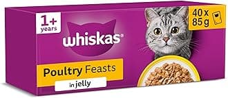 WHISKAS Adult Wet Cat Food in Jelly 40x85g Poultry Feasts