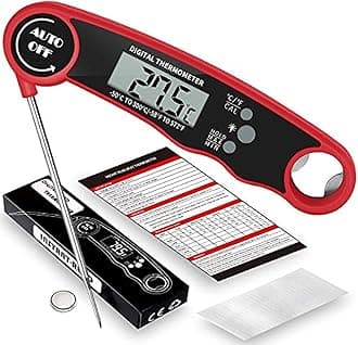 M&J Instant Read Meat Thermometer - Best Waterproof Ultra Fast Thermometer with Backlight & Calibration. M&J Digital Food Thermometer for Kitchen, Outdoor Cooking, BBQ, and Grill!