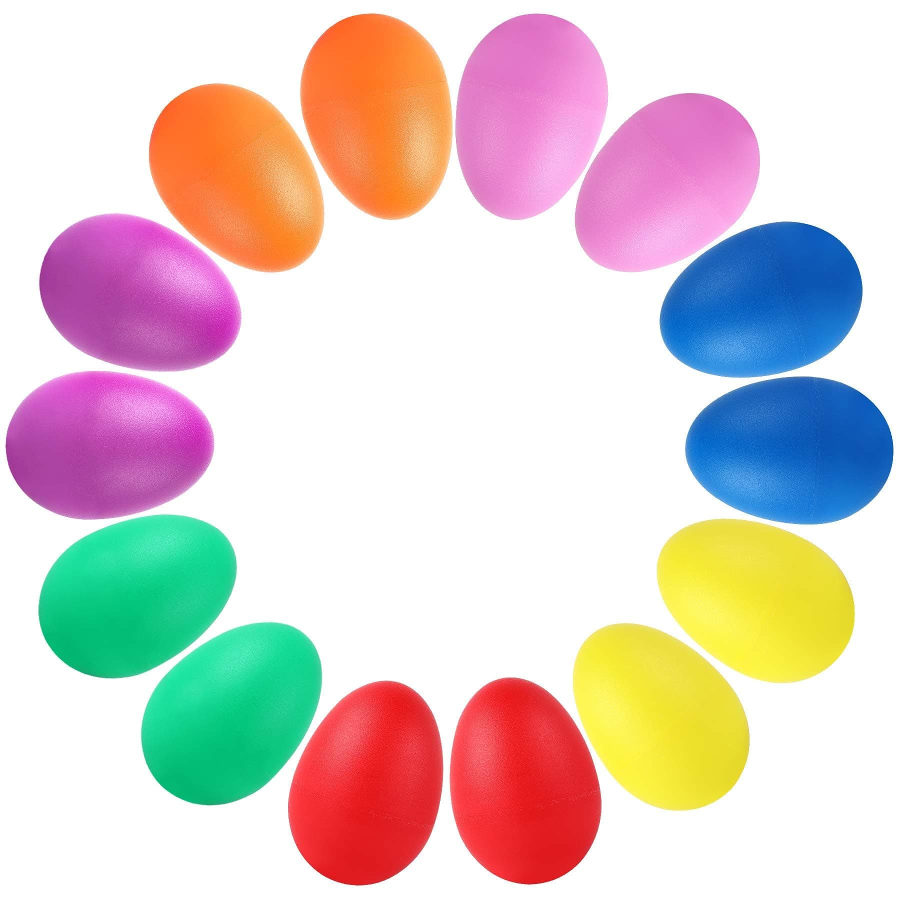 Augshy 14 PCS Egg Shakers Percussion Musical Egg Maracas Easter Egg Kids Toys (Plastic)