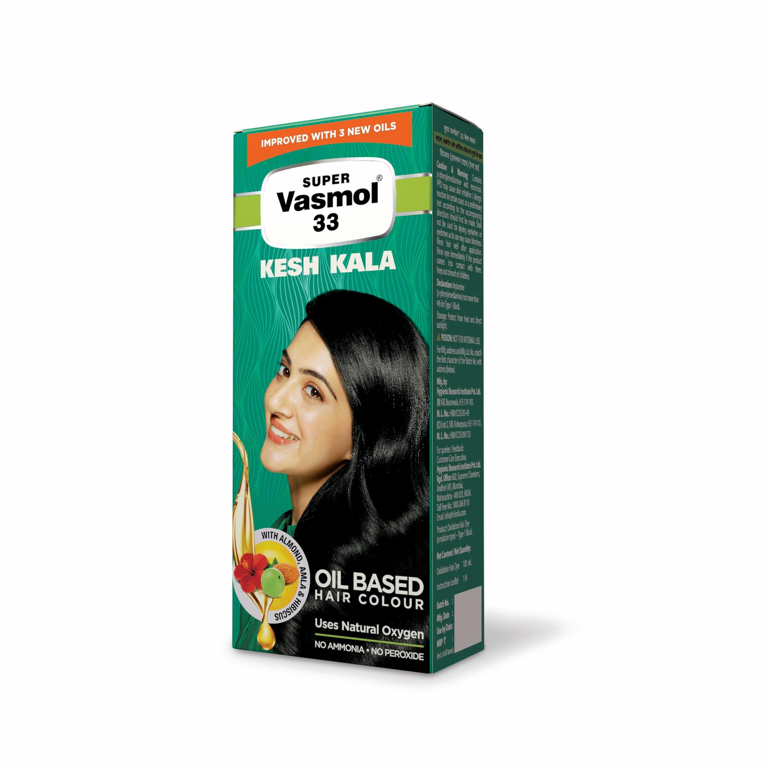Super Vasmol 33 Kesh Kala -100Ml, Cream