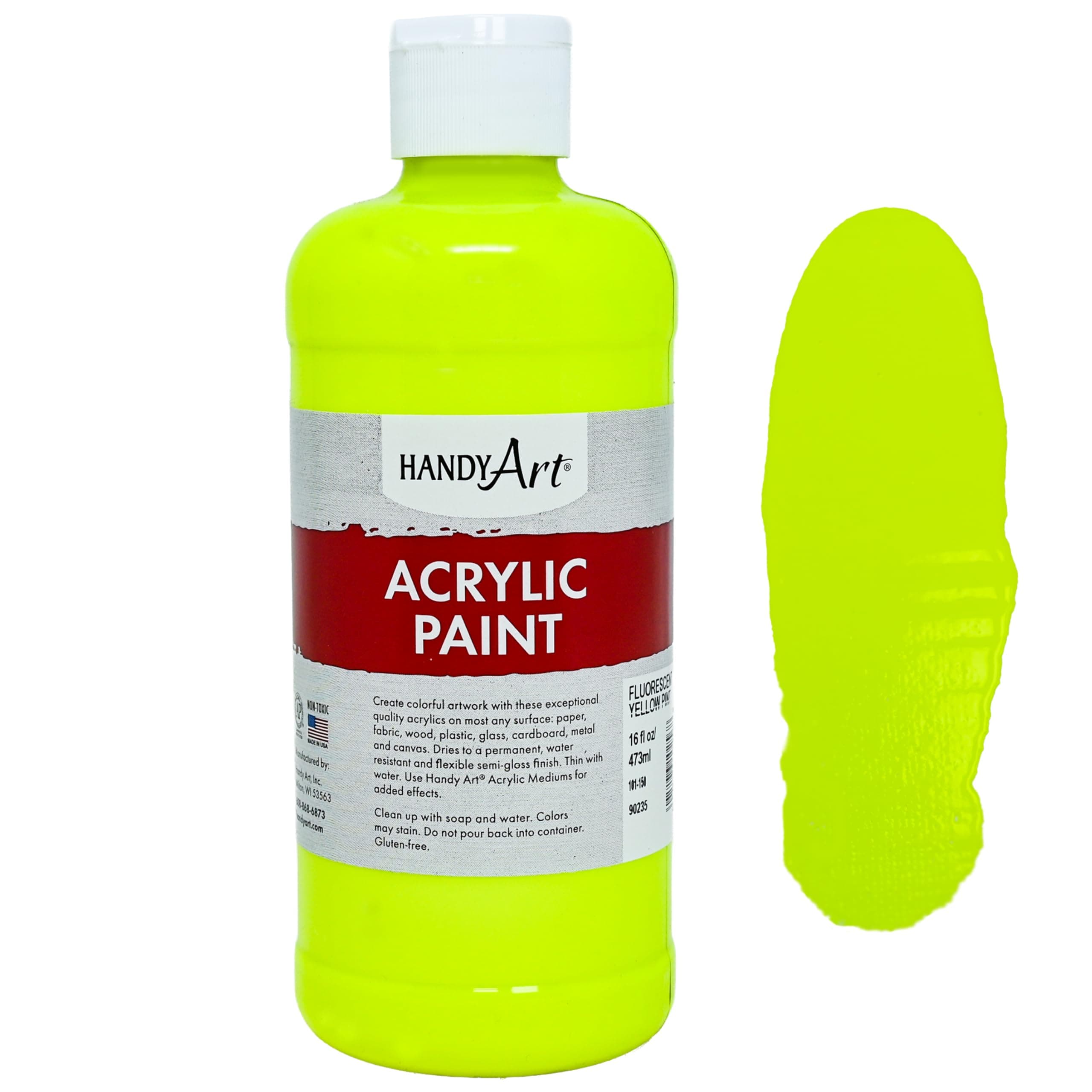 Student Acrylic Paint 16 ounce, Fluorescent Yellow