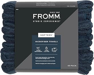 Diane Fromm Softees Microfiber Salon Hair Towels, 16" x 29", 10 Count, Navy, Perfect for Drying Curly, Long, Wavy Hair